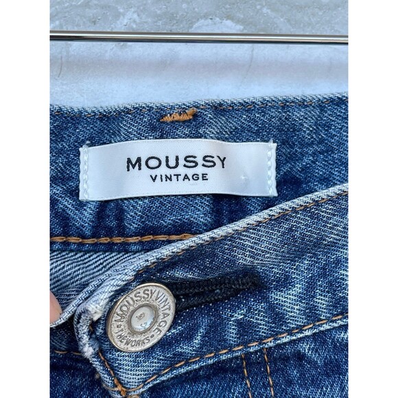 Moussy Vintage Jeans Sz 29 Li Howa Button Fly Distressed Raw Hem Straight Leg - Picture 4 of 12